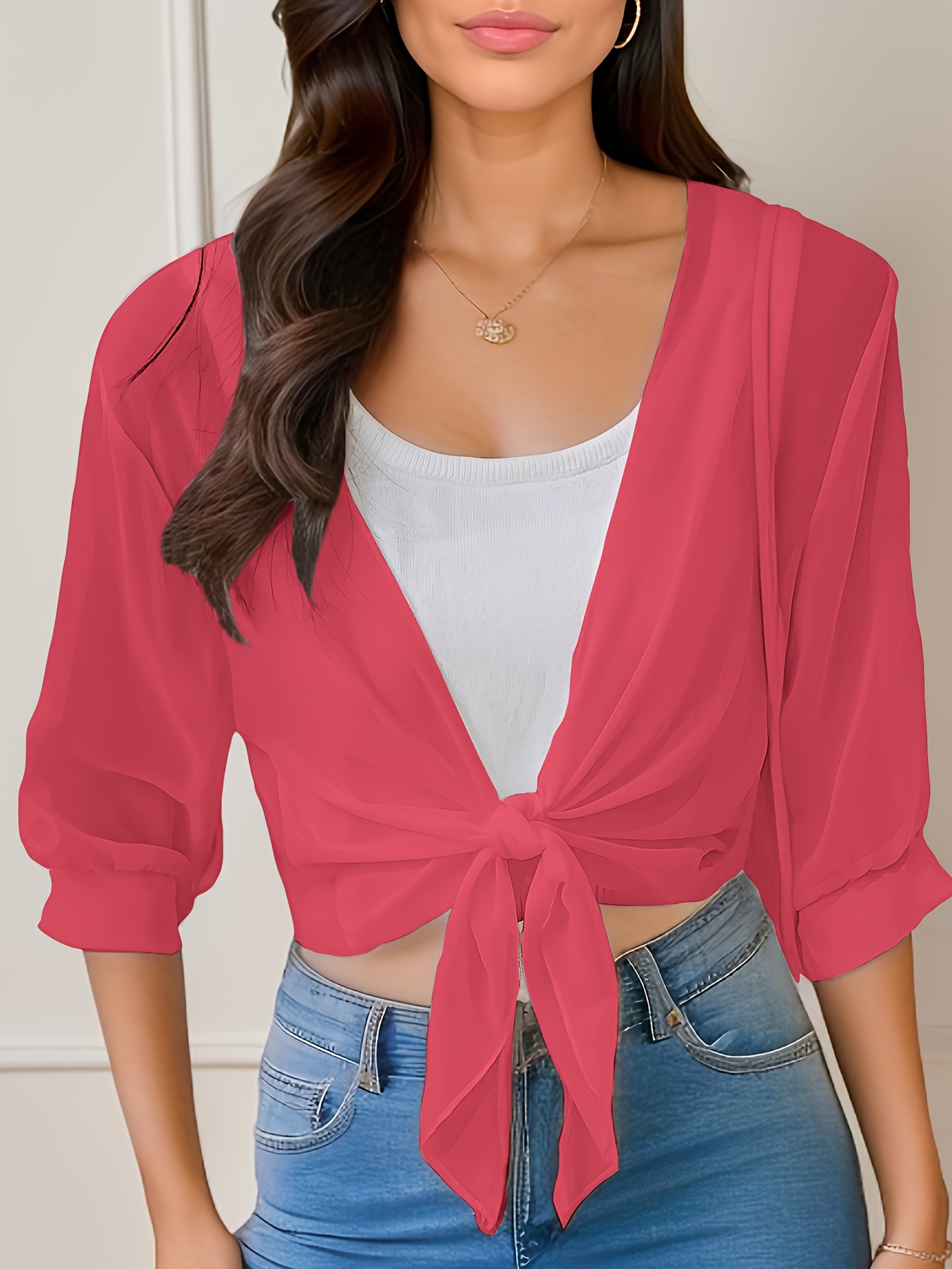 open front solid cardigan long sleeve cardigan for spring fall womens clothing details 0