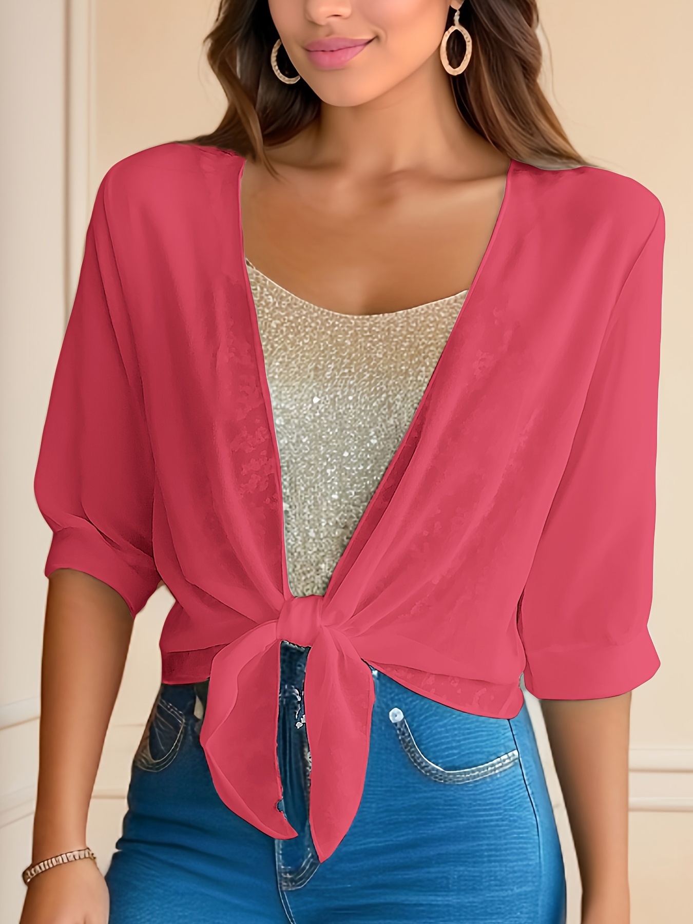 open front solid cardigan long sleeve cardigan for spring fall womens clothing details 3