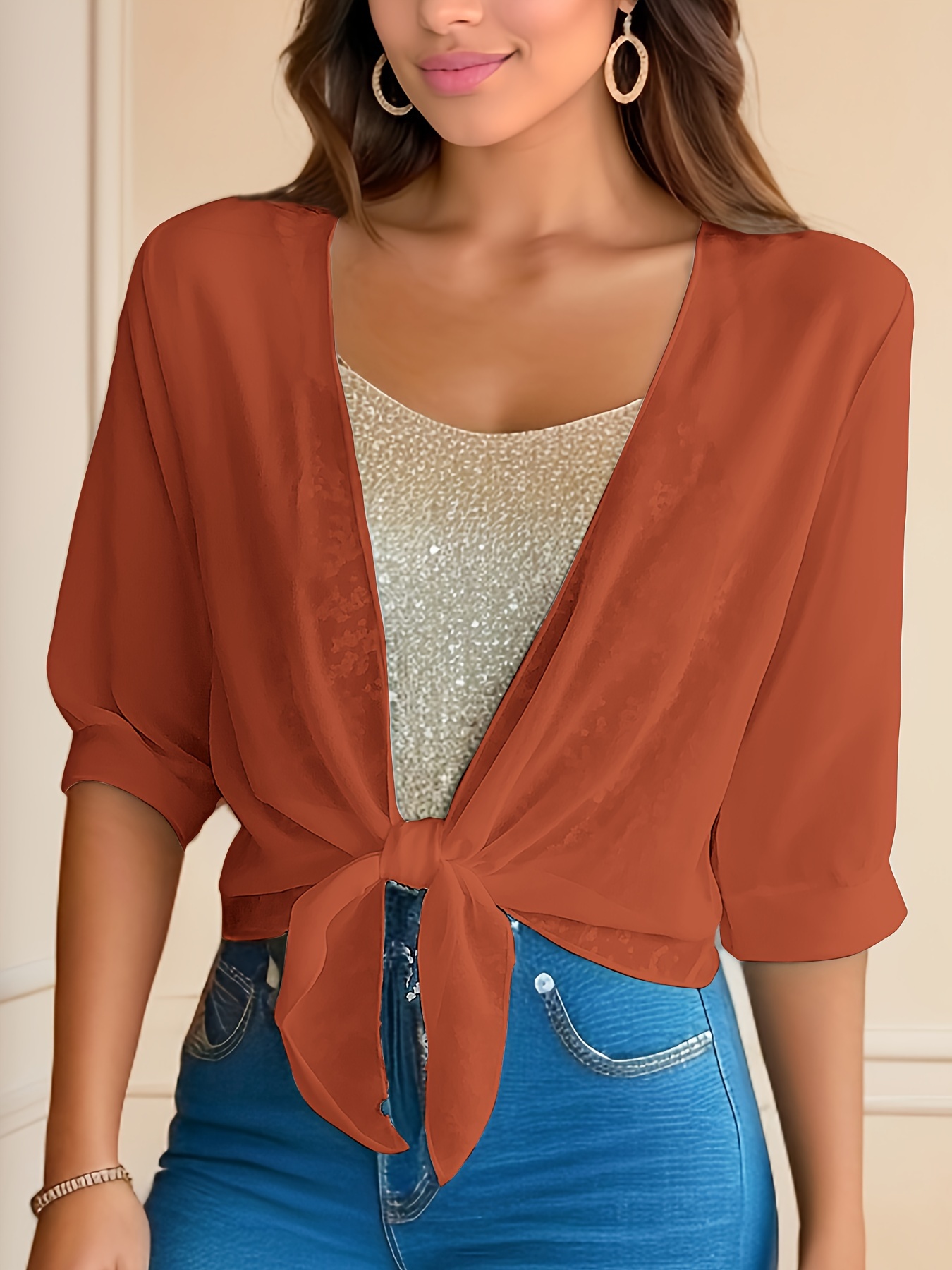 open front solid cardigan long sleeve cardigan for spring fall womens clothing details 14