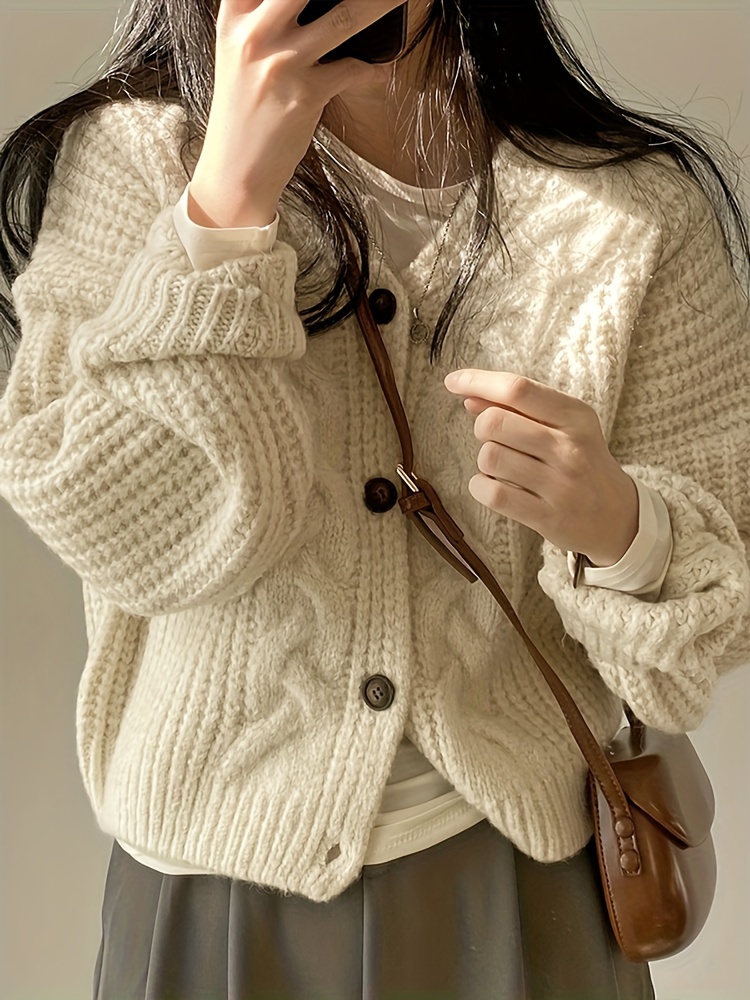 valentines day button front cardigan vintage long sleeve chunky knit cardigan for fall winter womens clothing details 3