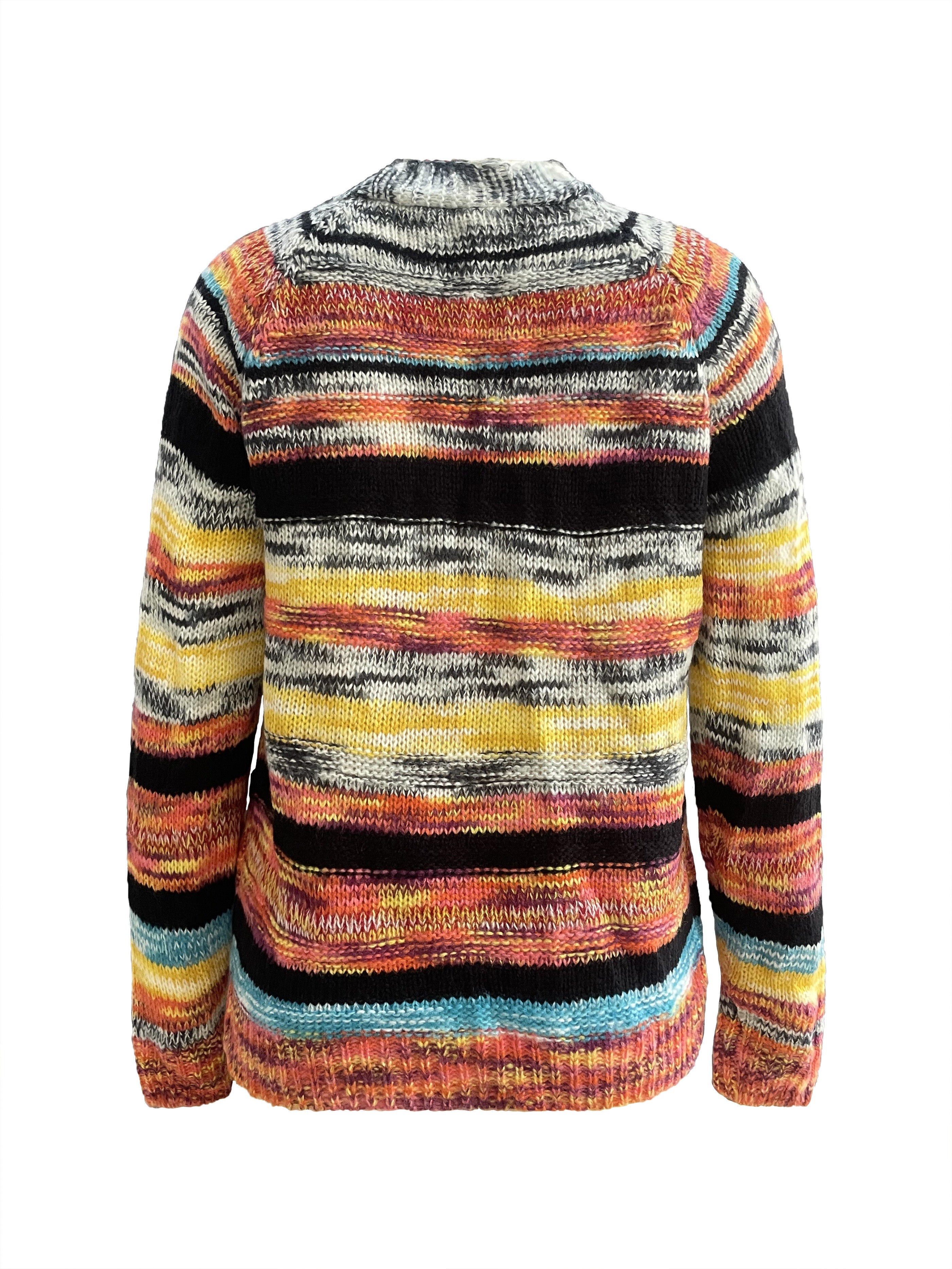 rainbow striped open front cardigan casual long sleeve cardigan for spring fall womens clothing details 10