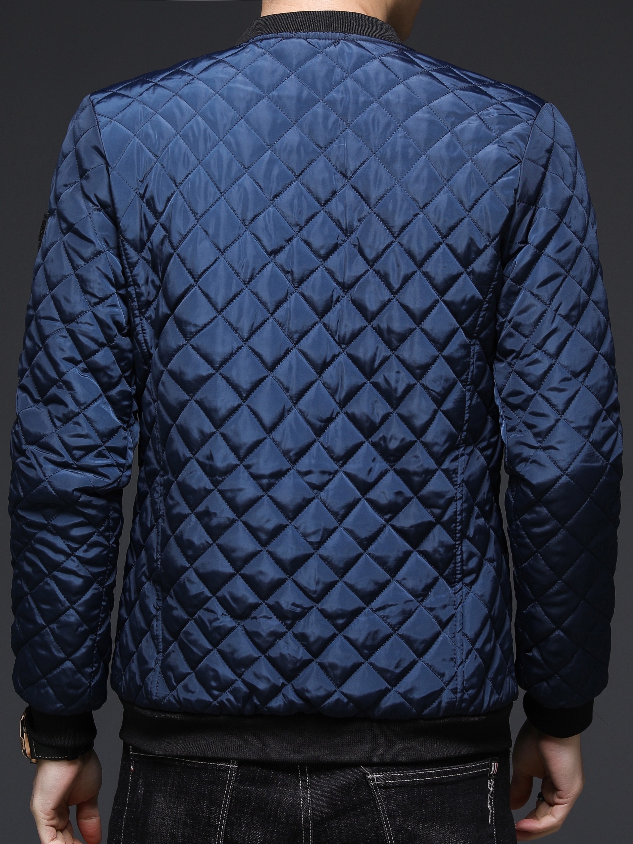 mens casual plaid zip up jacket chic baseball collar jacket for fall winter details 11