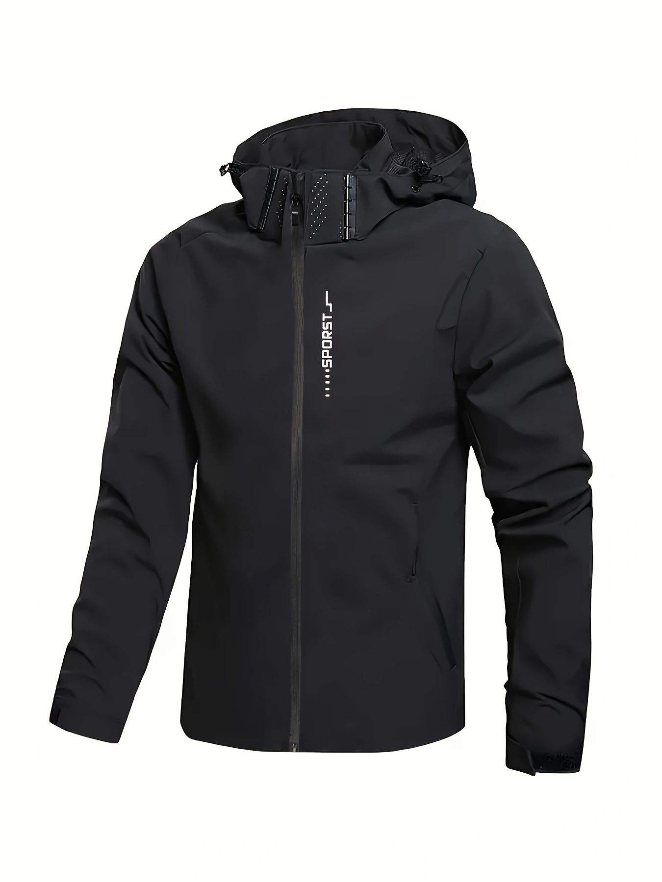 mens hooded windbreaker jacket casual waterproof lightweight jacket for outdoor activities details 0