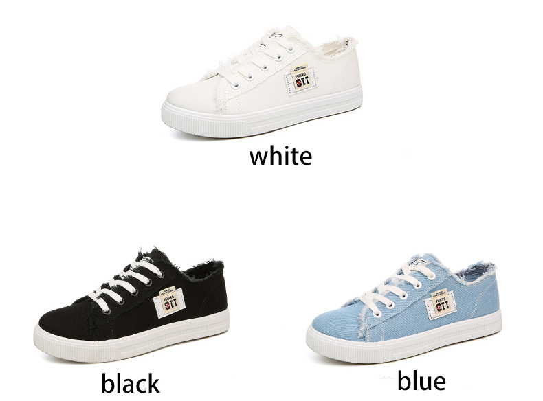canvas flat shoes women s classic solid color lace low top details 0