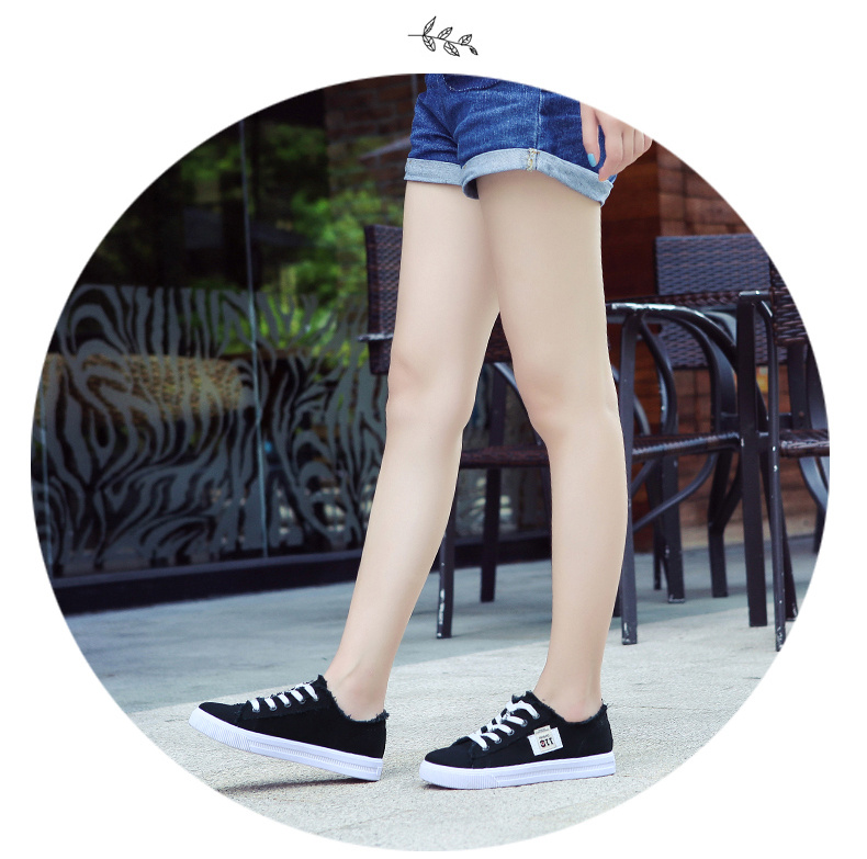 canvas flat shoes women s classic solid color lace low top details 4