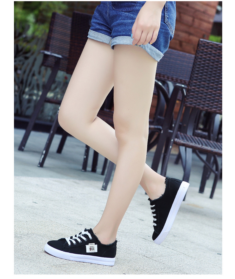 canvas flat shoes women s classic solid color lace low top details 5