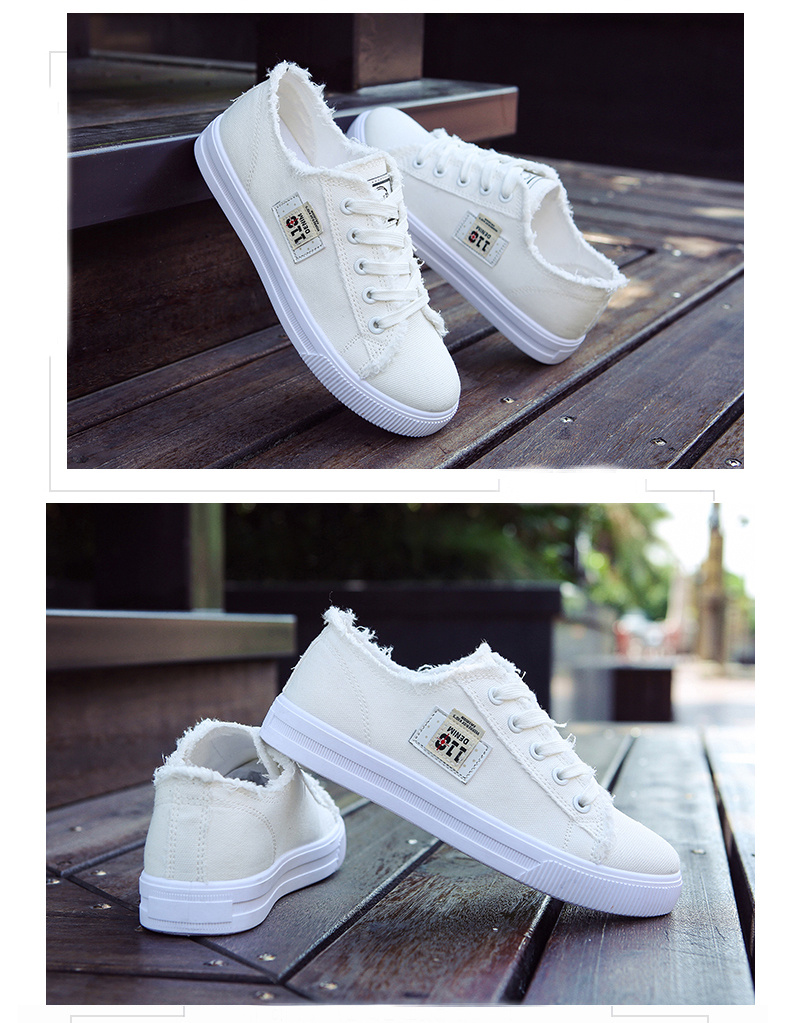 canvas flat shoes women s classic solid color lace low top details 9