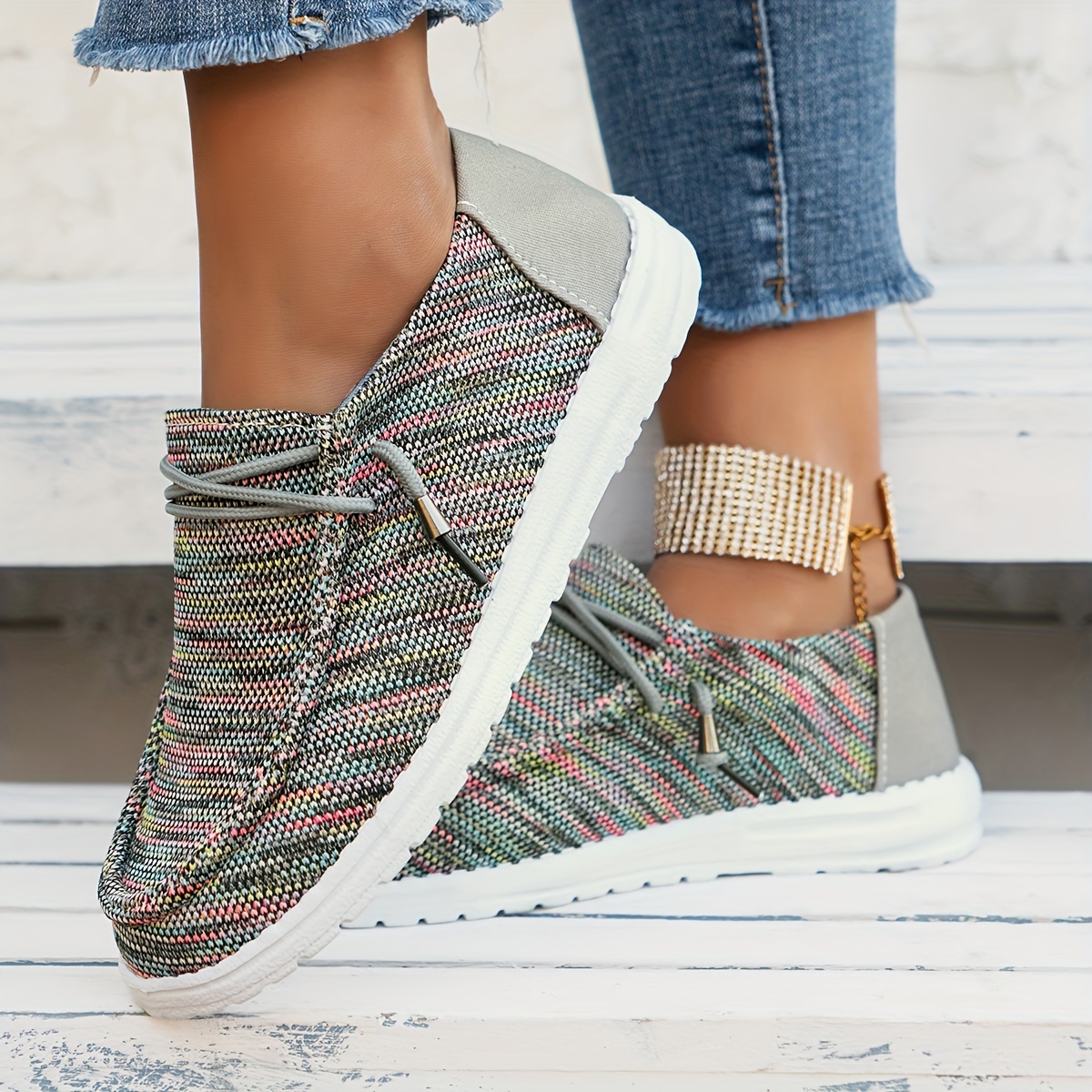 colorful canvas shoes women s slip lightweight soft sole details 2