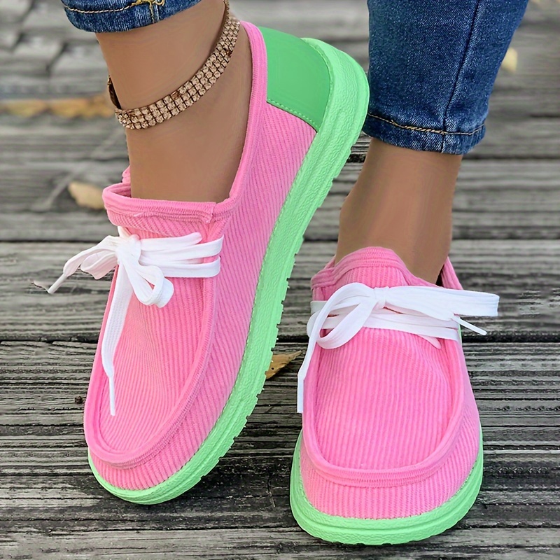 contrast color flat shoes women s round toe low top slip details 0