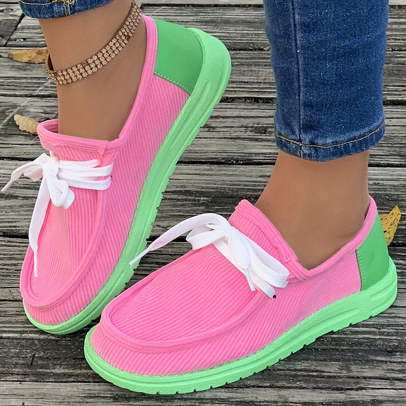 contrast color flat shoes women s round toe low top slip details 2