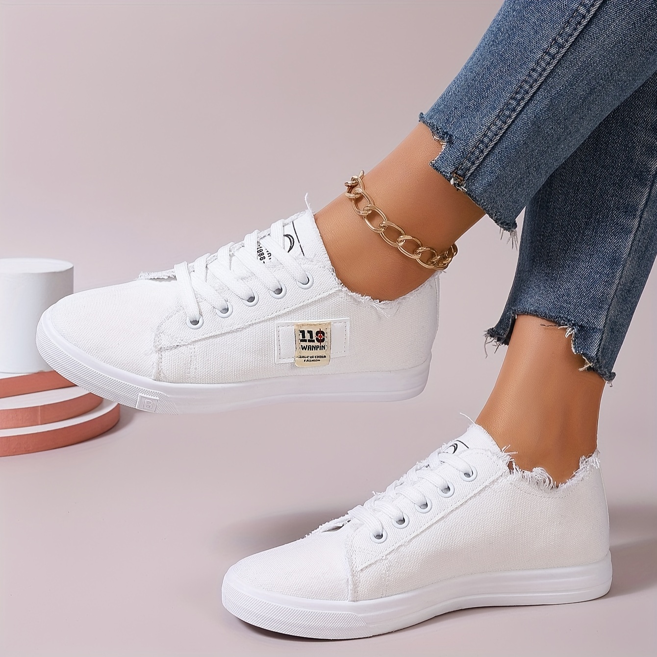 denim flat sneakers women s casual lace low top skate shoes details 5