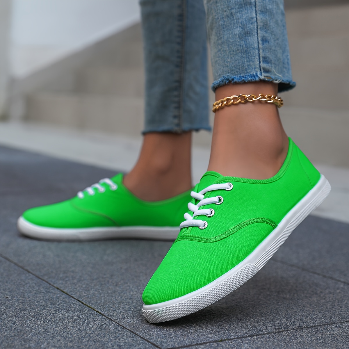 casual canvas sneakers women s low top lace walking shoes details 10
