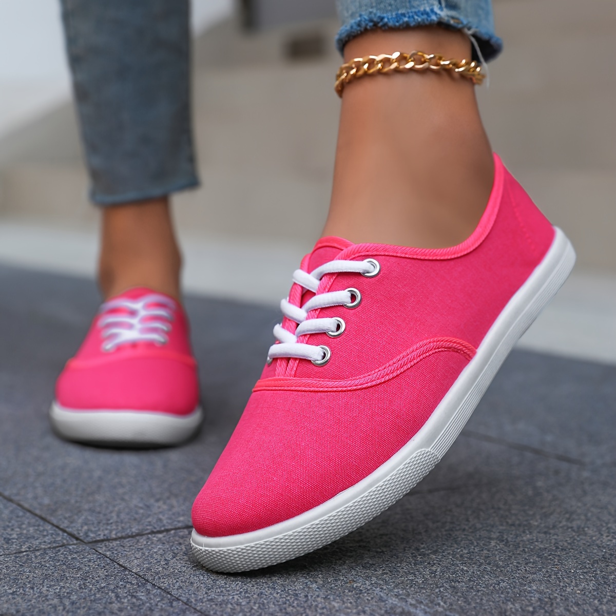 casual canvas sneakers women s low top lace walking shoes details 17