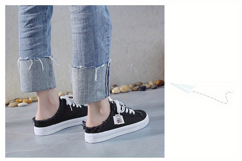 canvas mule sneakers chic women s breathable round toe lace details 5