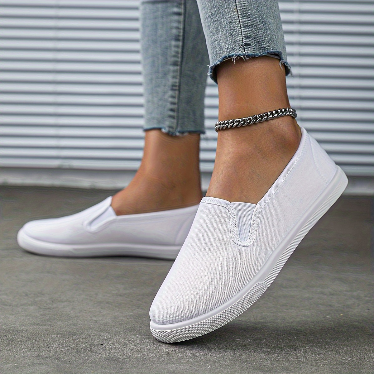 solid color canvas shoes women s simple casuals slip outdoor details 2