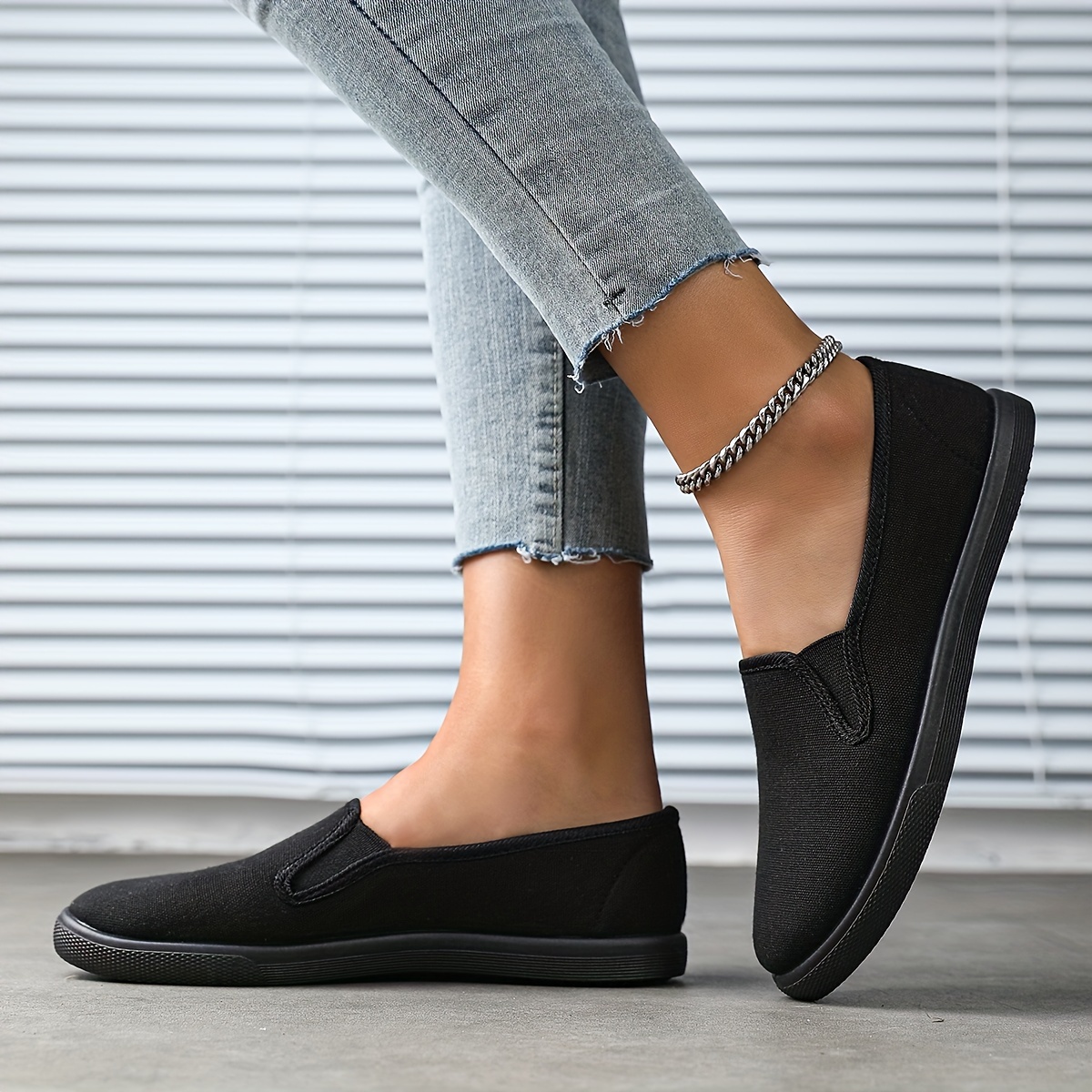 solid color canvas shoes women s simple casuals slip outdoor details 4