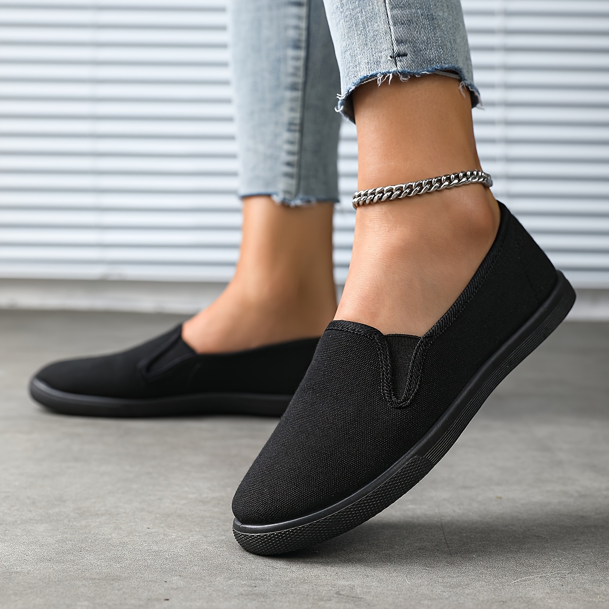 solid color canvas shoes women s simple casuals slip outdoor details 5
