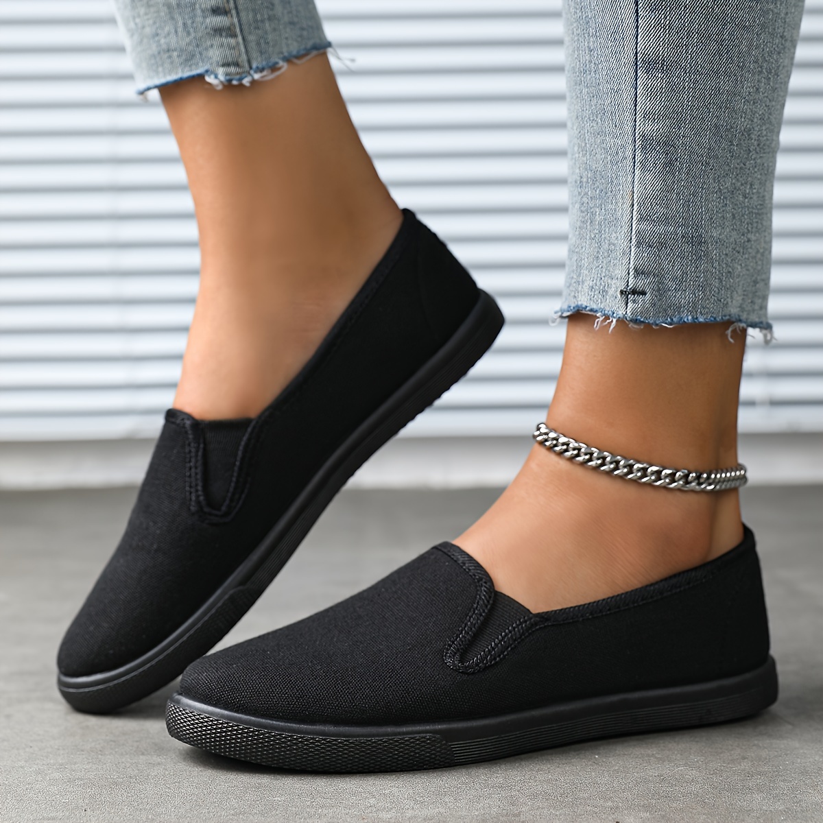 solid color canvas shoes women s simple casuals slip outdoor details 6