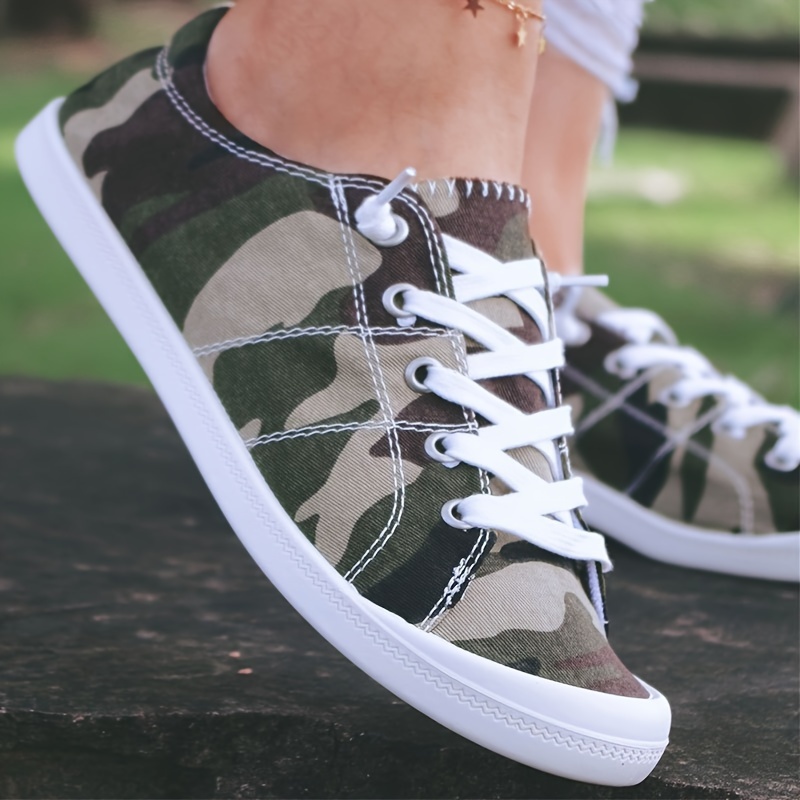 camouflage print canvas shoes women s casual lace outdoor details 1