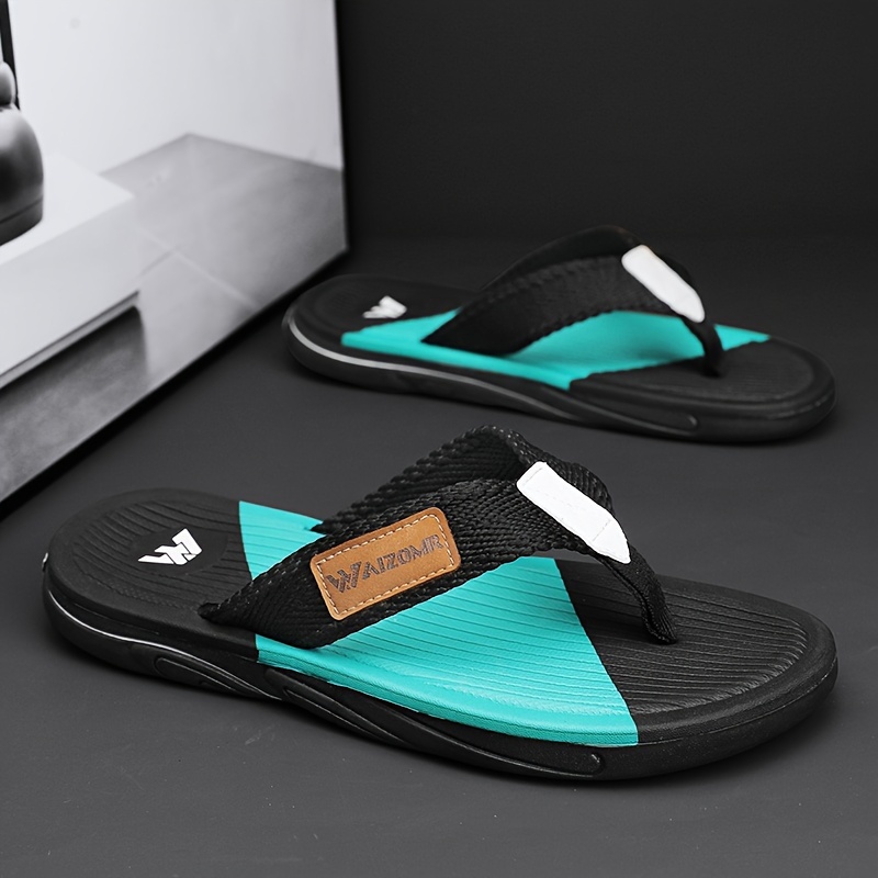 mens trendy thong sandals casual non slip flip flops sandals for indoor outdoor walking beach shoes for spring and summer details 2