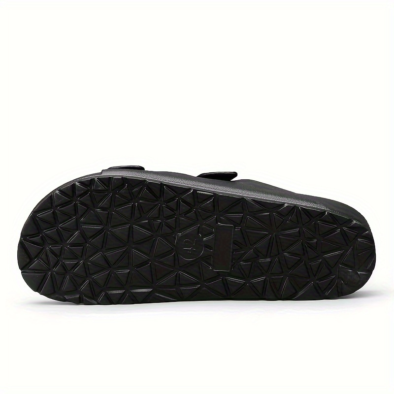 mens trendy solid casual open toe slides non slip quick drying beach shoes with buckles decor for outdoor walking details 3