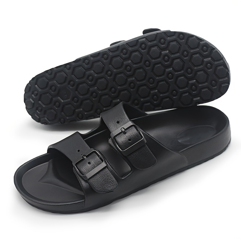 solid eva slides men s trendy buckles decor non slip quick details 0