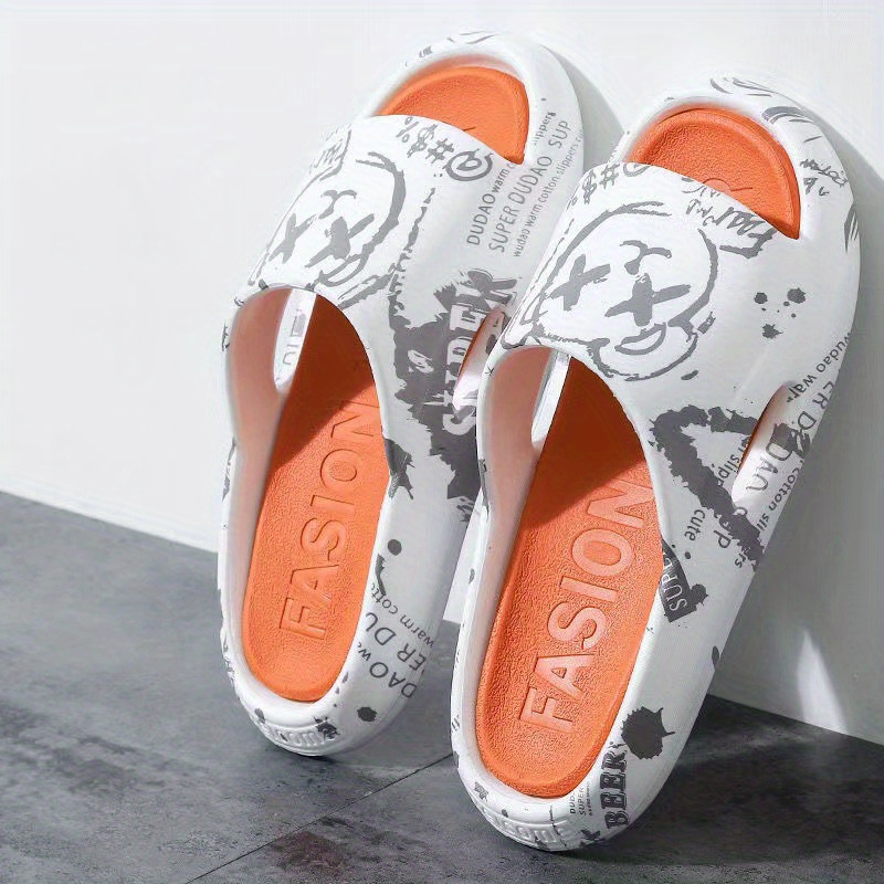 bear graphic print soft sole men s cartoon home slides non details 2